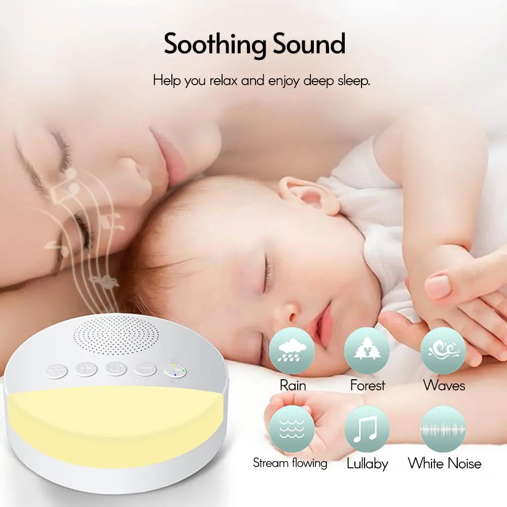  Baby White Noise Machine with Night Light & USB Rechargeable Sleep Sound Player