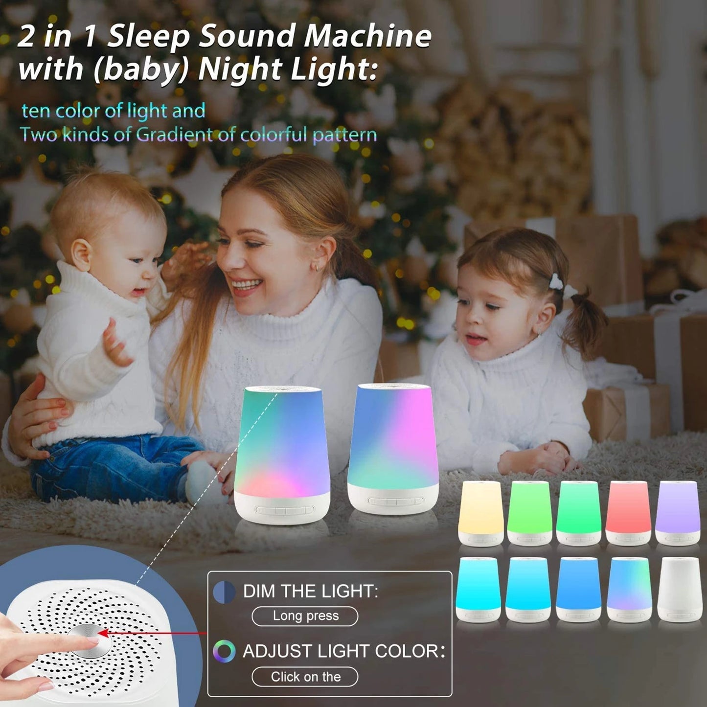  White Noise Machine Baby Sleep Aid with Colorful Night Lights & 28 Soothing Sounds