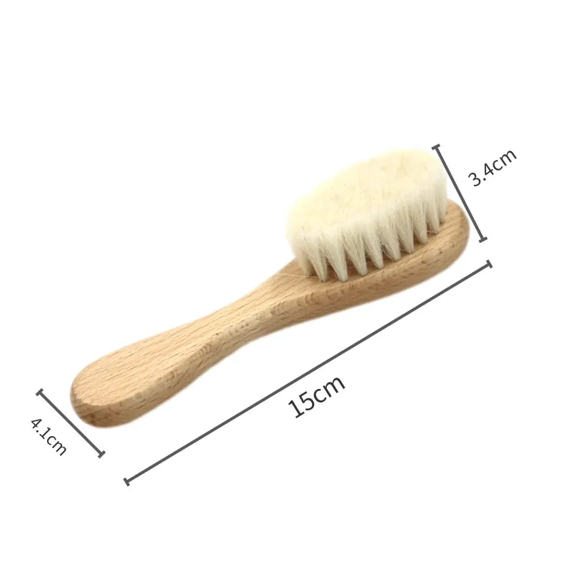 Baby Grooming Set – Natural Wool Brush, Wooden Comb & Pacifier Clip