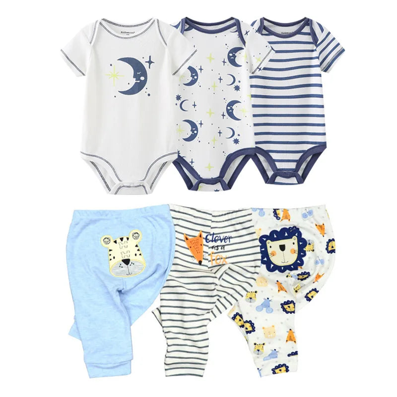 6/9/10-Piece Baby Clothes Set – Cotton Bodysuits & Pants for Boys and Girls