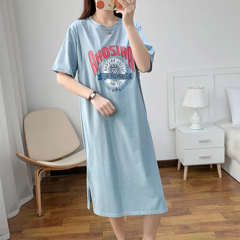 Breastfeeding Home Dress | Summer Maternity Nursing Loose-Fit Casual Feeding Gown