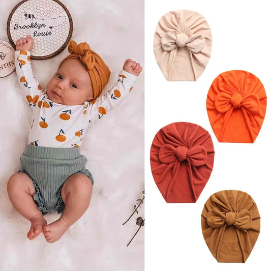 Adorable Baby Bowknot Beanies | Soft Cotton Turban Hats for Newborns