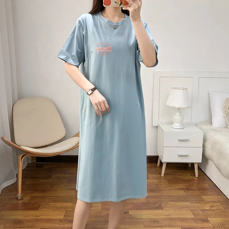 Breastfeeding Home Dress | Summer Maternity Nursing Loose-Fit Casual Feeding Gown