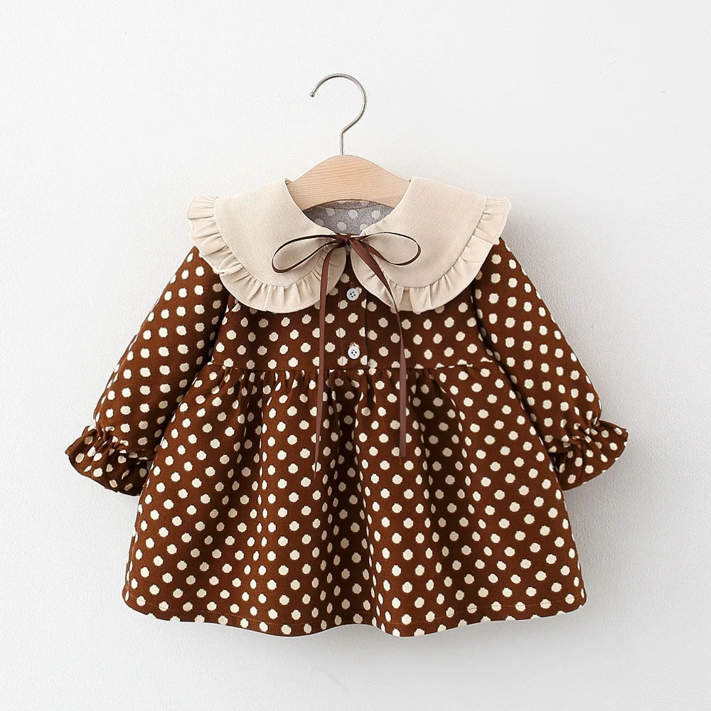 Lace Princess Baby Girl Dress – Polka Dot Spring Outfit for Birthdays