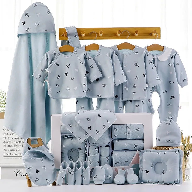 18/22-Piece Newborn Baby Essentials Set – Soft Cotton Clothing & Accessories for 0–6 Months