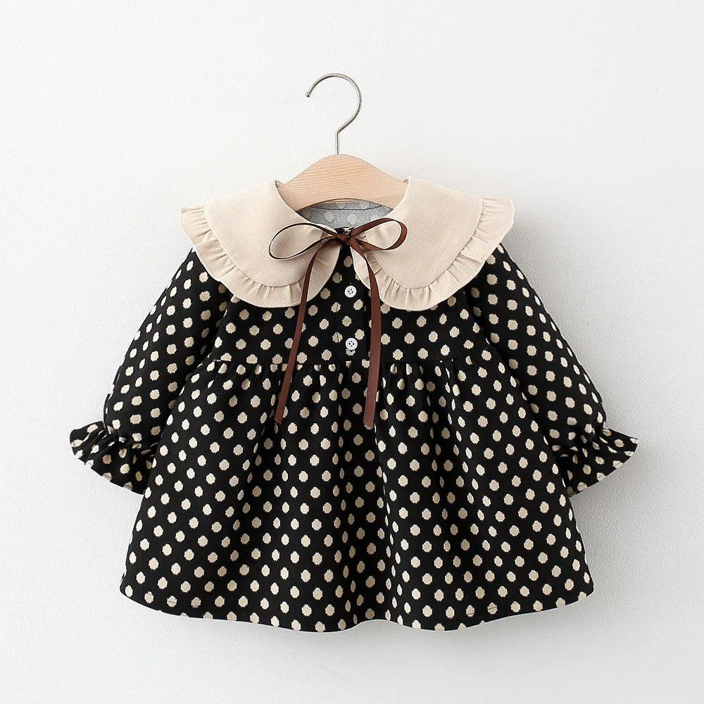 Lace Princess Baby Girl Dress – Polka Dot Spring Outfit for Birthdays