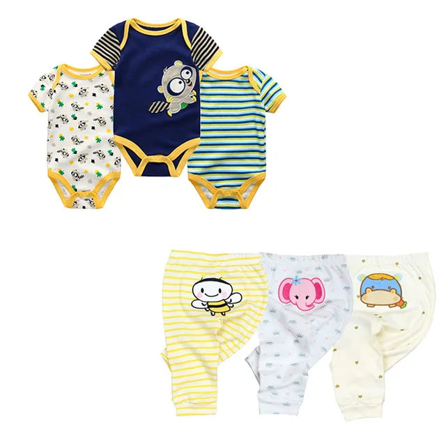 6/9/10-Piece Baby Clothes Set – Cotton Bodysuits & Pants for Boys and Girls