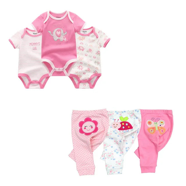 6/9/10-Piece Baby Clothes Set – Cotton Bodysuits & Pants for Boys and Girls