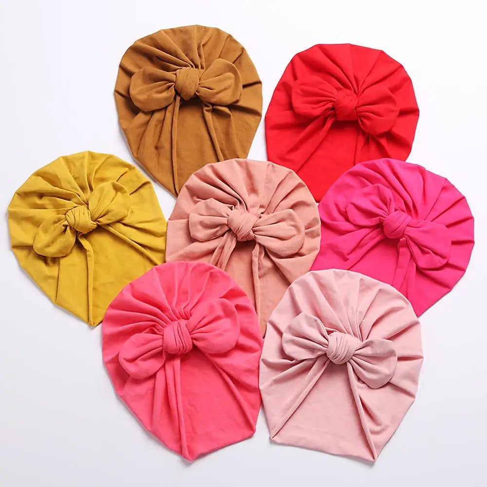 Adorable Baby Bowknot Beanies | Soft Cotton Turban Hats for Newborns