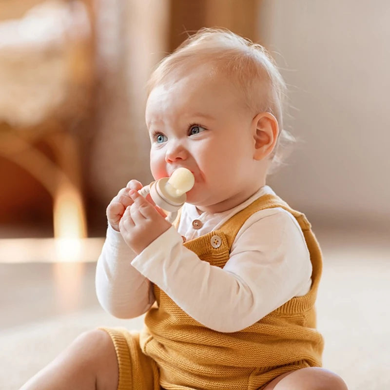 Silicone Baby Fruit Feeder with Cover - Safe Nibbler & Teether