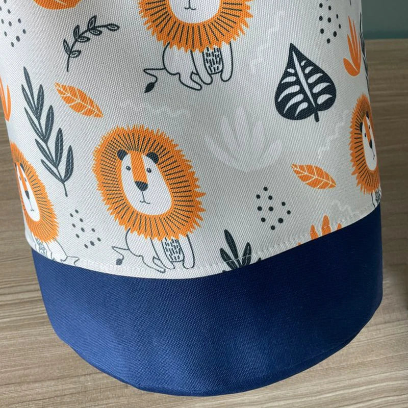 Large Cartoon Lion Canvas Laundry Basket - Foldable Storage Bin for Toys and Clothes