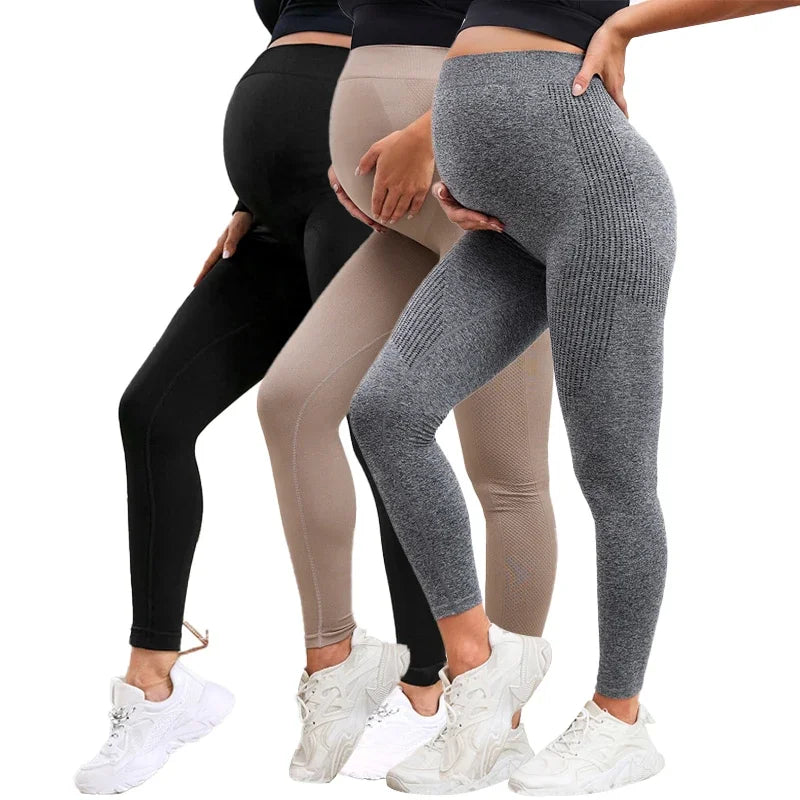 Elastic High Waist Maternity Leggings - Belly Support & Body Shaper