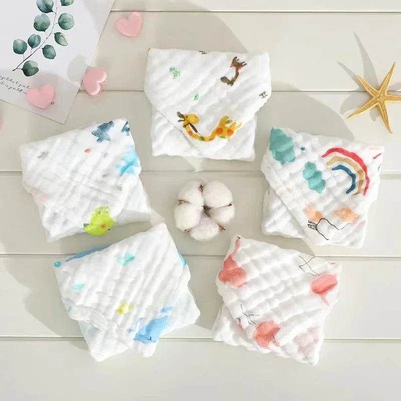 Muslin Cotton Baby Towels | 6-Layer Soft Absorbent Washcloths