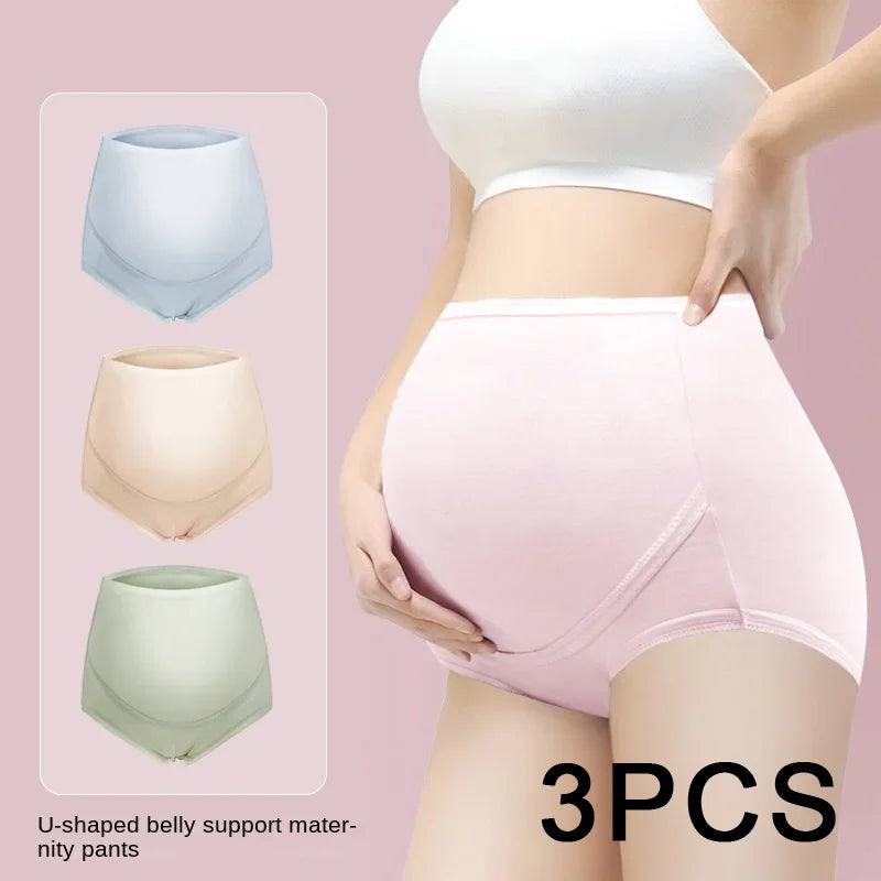 3PCS/set Cotton Maternity High-Waist Panties - Belly Support Briefs for Pregnancy