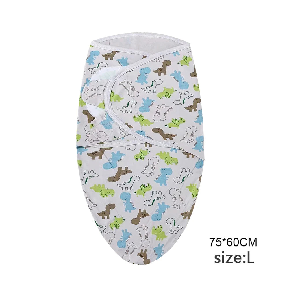 Adjustable Cotton Baby Swaddle Blanket with Cartoon Prints