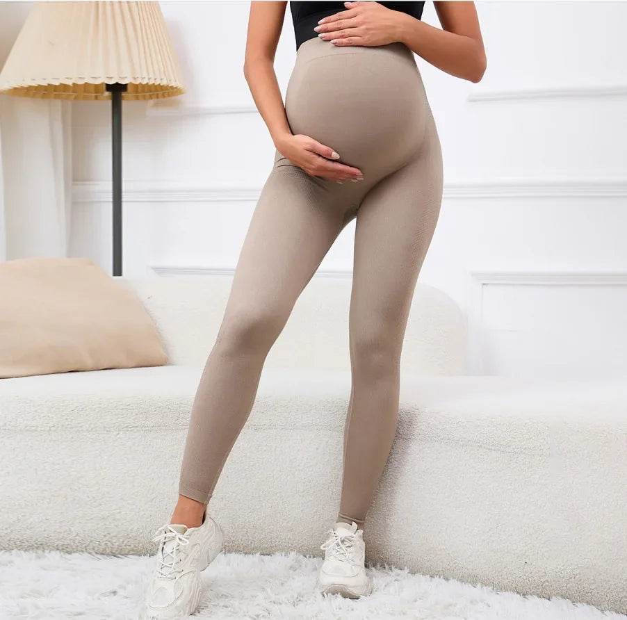 Elastic High Waist Maternity Leggings - Belly Support & Body Shaper