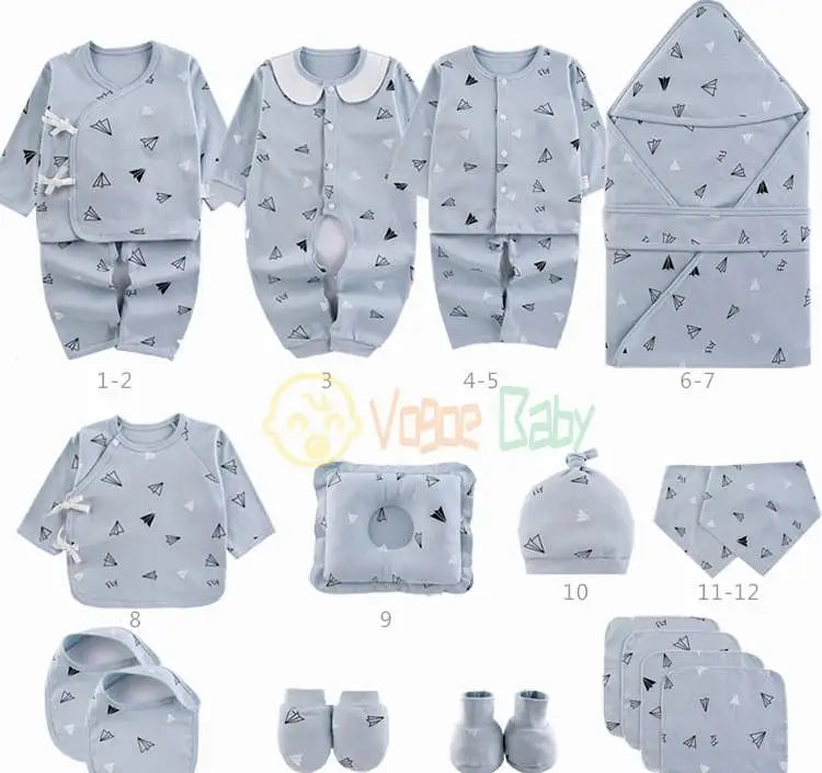 18/22-Piece Newborn Baby Essentials Set – Soft Cotton Clothing & Accessories for 0–6 Months