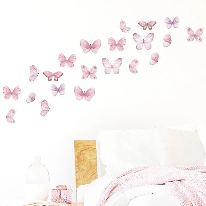 Pink Butterfly Wall Decals for Baby Nursery