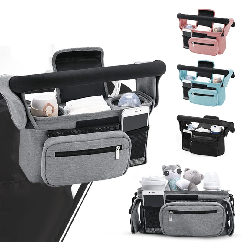 Baby Stroller Storage Bag - Large Capacity Organizer for Pram Diaper Bags & Accessories