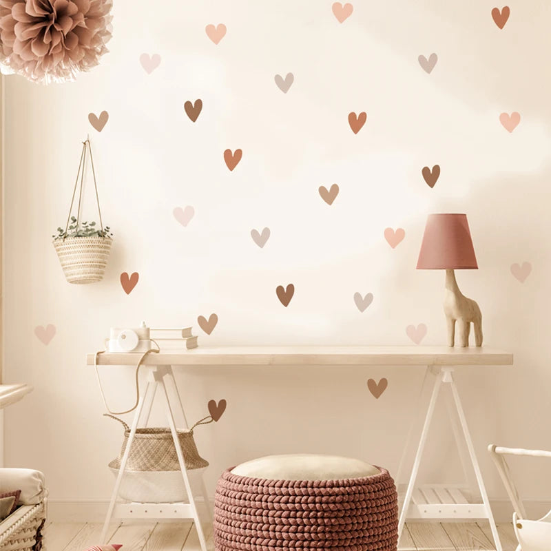 Boho Heart Wall Stickers for Baby Nursery & Kids Room Decor