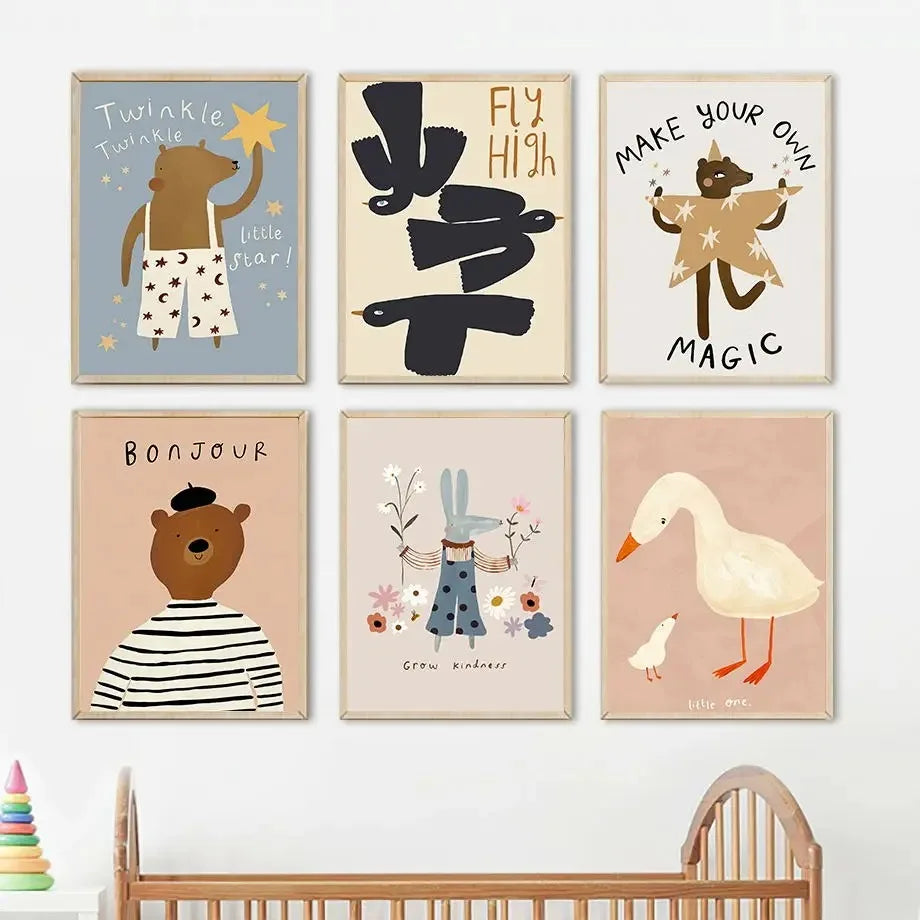 Animal Canvas Wall Art Prints for Baby Nursery