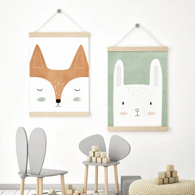 Woodland Animal Nursery Wall Art - Deer, Fox, Rabbit, Hedgehog