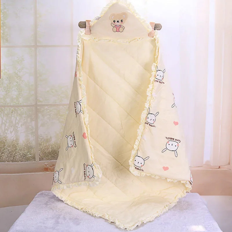 Winter Cotton Baby Swaddle Blanket with Embroidery