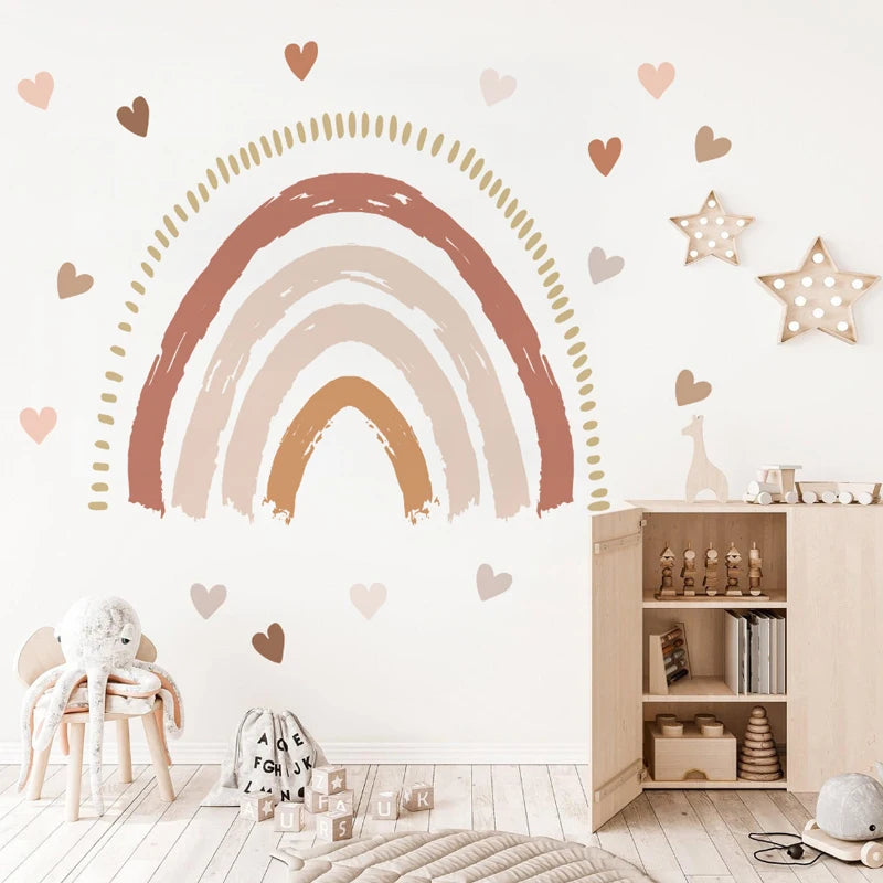 Nursery Boho Rainbow Wall Decals – Waterproof Kids' Room Décor