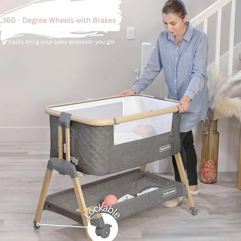 3-in-1 Adjustable Baby Bedside Sleeper with Foam Mattress