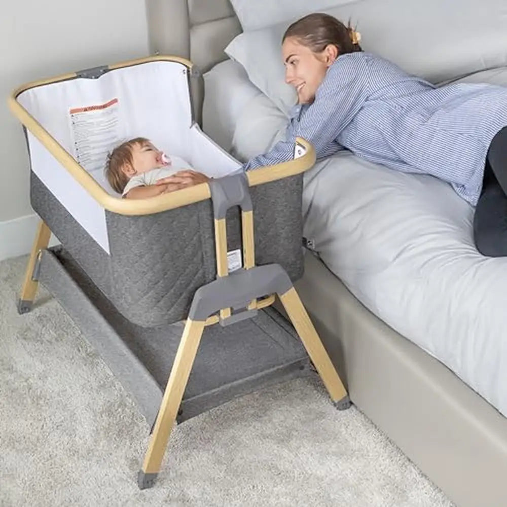 3-in-1 Adjustable Baby Bedside Sleeper with Foam Mattress