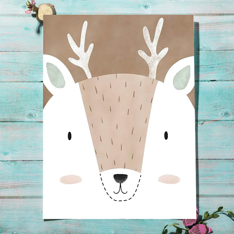 Woodland Animal Nursery Wall Art - Deer, Fox, Rabbit, Hedgehog