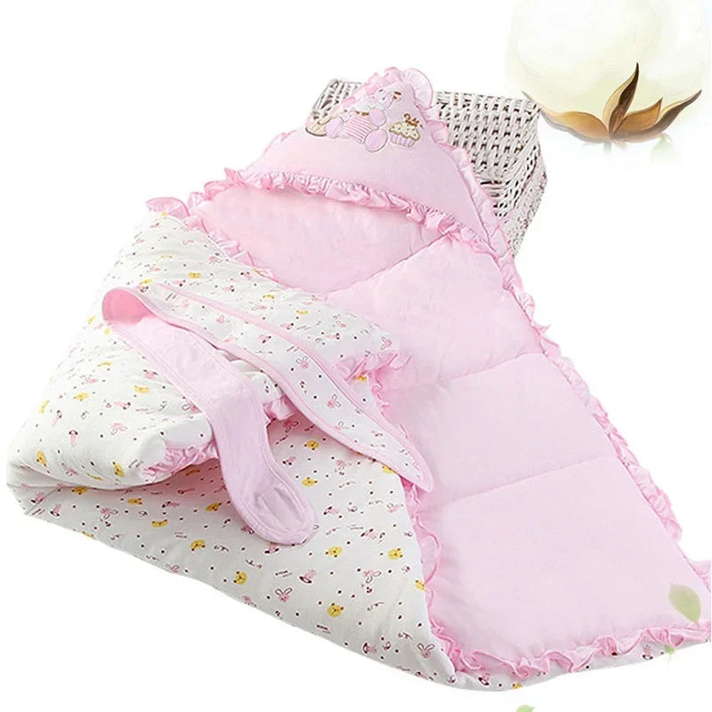 Winter Cotton Baby Swaddle Blanket with Embroidery