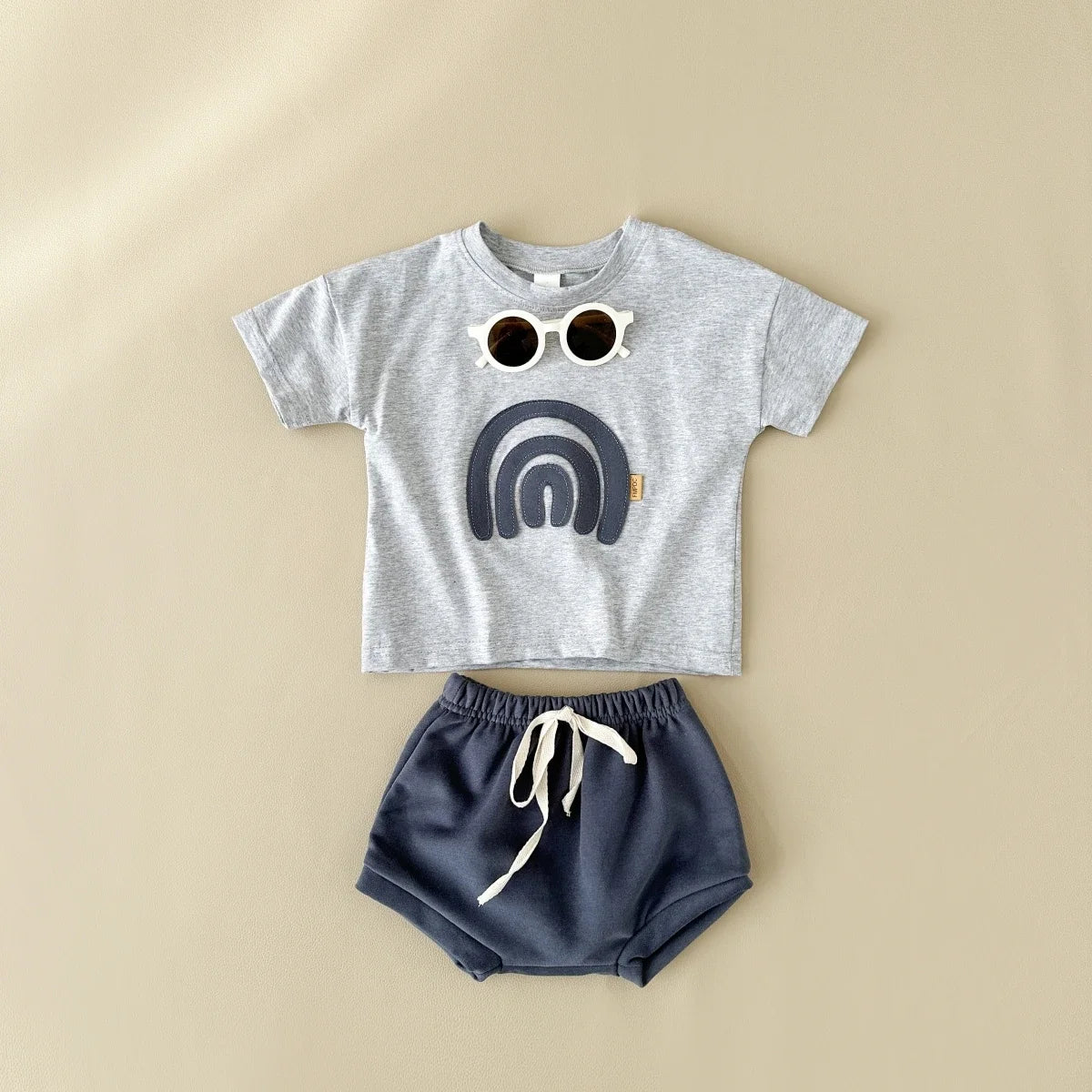 2-Piece Summer Infant Set – Rainbow T-Shirt & Beach Shorts