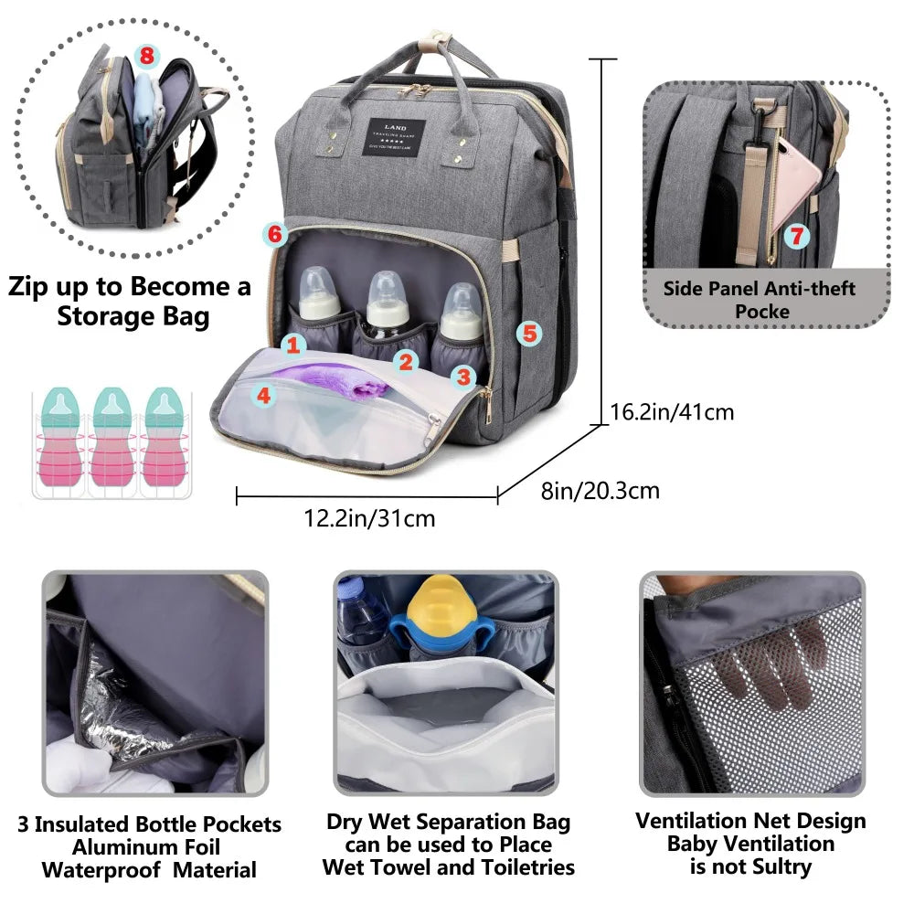 Mommy Bag 3-in-1 Portable Crib, Diaper Bag & Travel Backpack