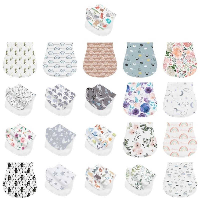 2-Layer Absorbent Cotton Baby Bibs & Burp Cloths – Soft, Newborn Teething Bibs for Baby Showers