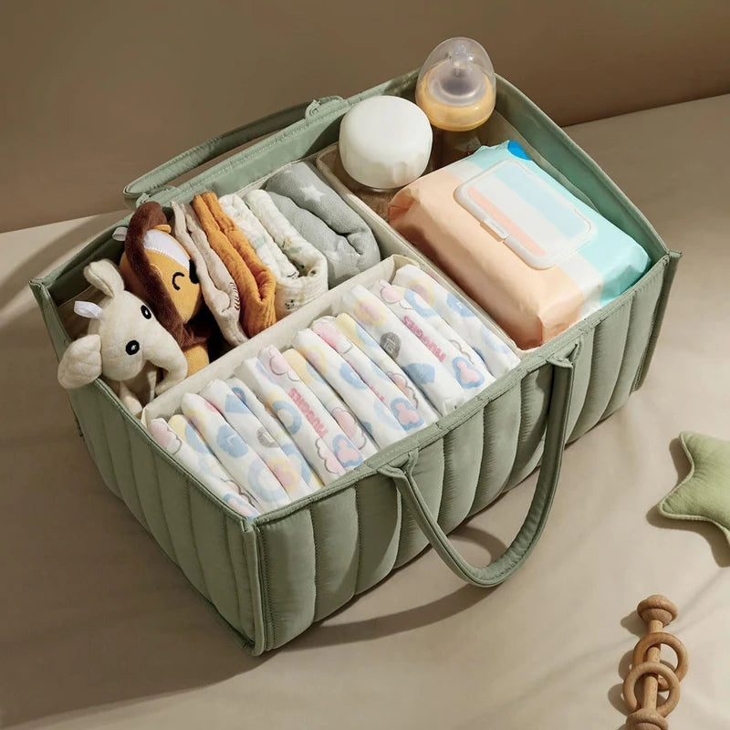 "Portable Baby Diaper Organizer Bag – Large Capacity & Foldable Storage Caddy for Baby Essentials"