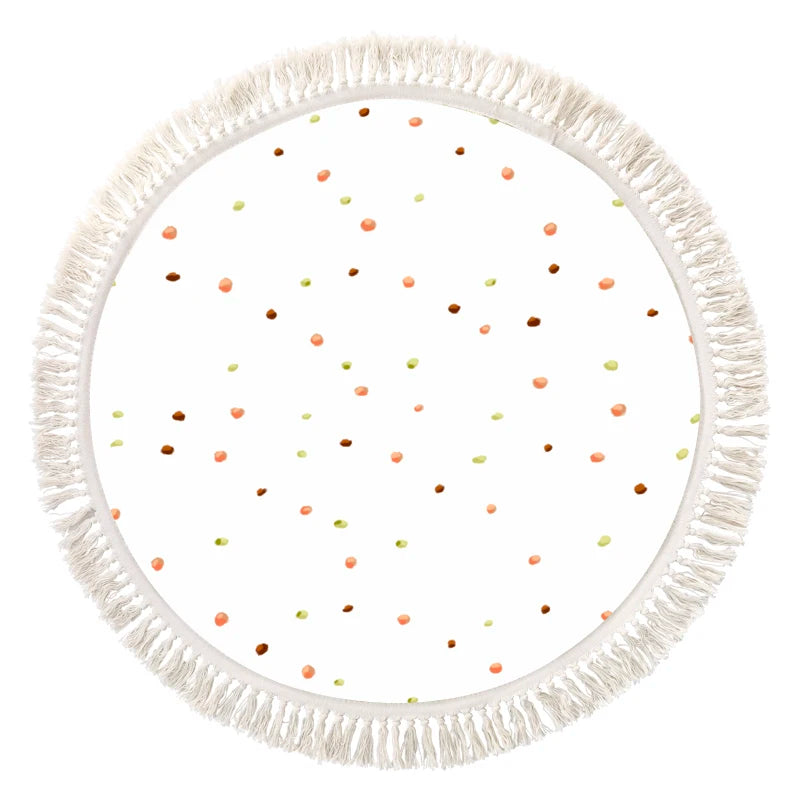 Round Rainbow Kids Rug with Tassels