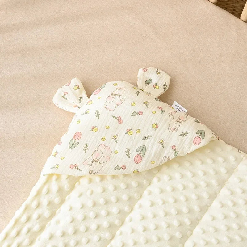 Newborn Baby Wrap Maternity Ward Newborn Baby Wrapped Quilt Autumn and Winter Models Clip Cotton with Cap Swaddling Towel