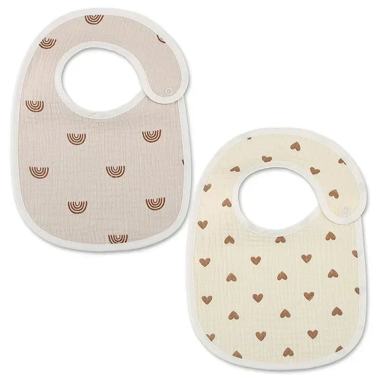 2pcs Summer Waterproof Baby Bibs – Soft Cotton Infant Bibs & Burp Cloths for Boys & Girls