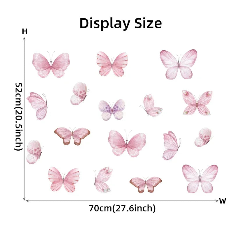 Pink Butterfly Wall Decals for Baby Nursery