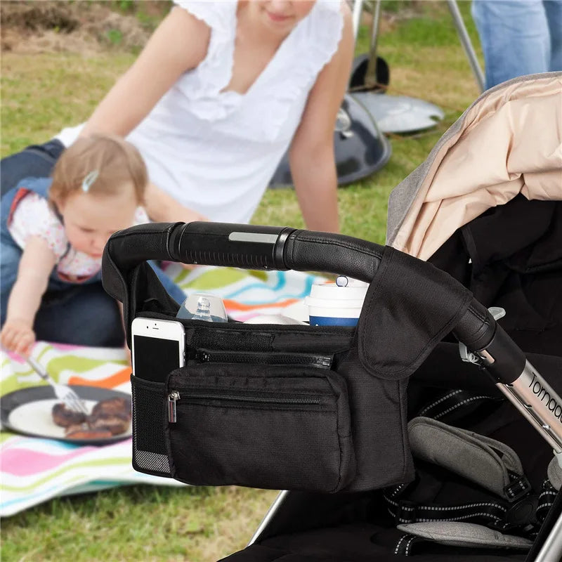 Baby Stroller Storage Bag - Large Capacity Organizer for Pram Diaper Bags & Accessories