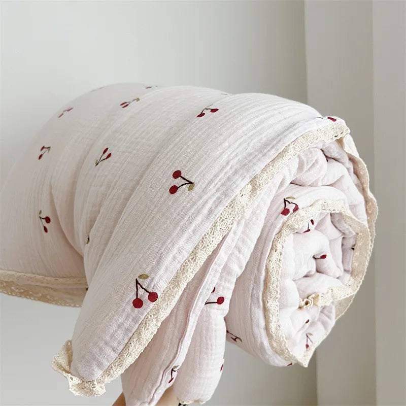 Camellia Rose Muslin Baby Blanket Quilt