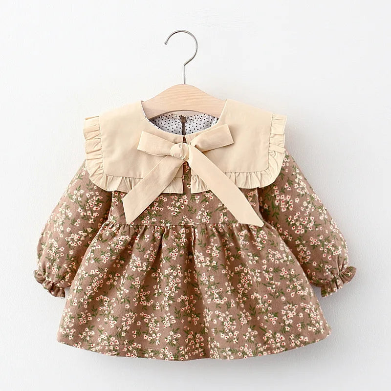 Girls’ Long Sleeve Floral Princess Dress – Spring & Autumn Baby Dress