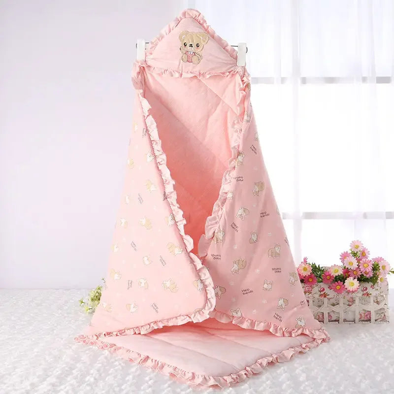 Winter Cotton Baby Swaddle Blanket with Embroidery