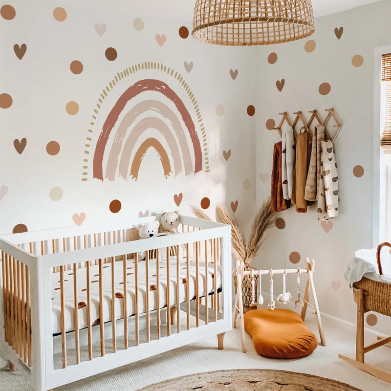 Nursery Boho Rainbow Wall Decals – Waterproof Kids' Room Décor