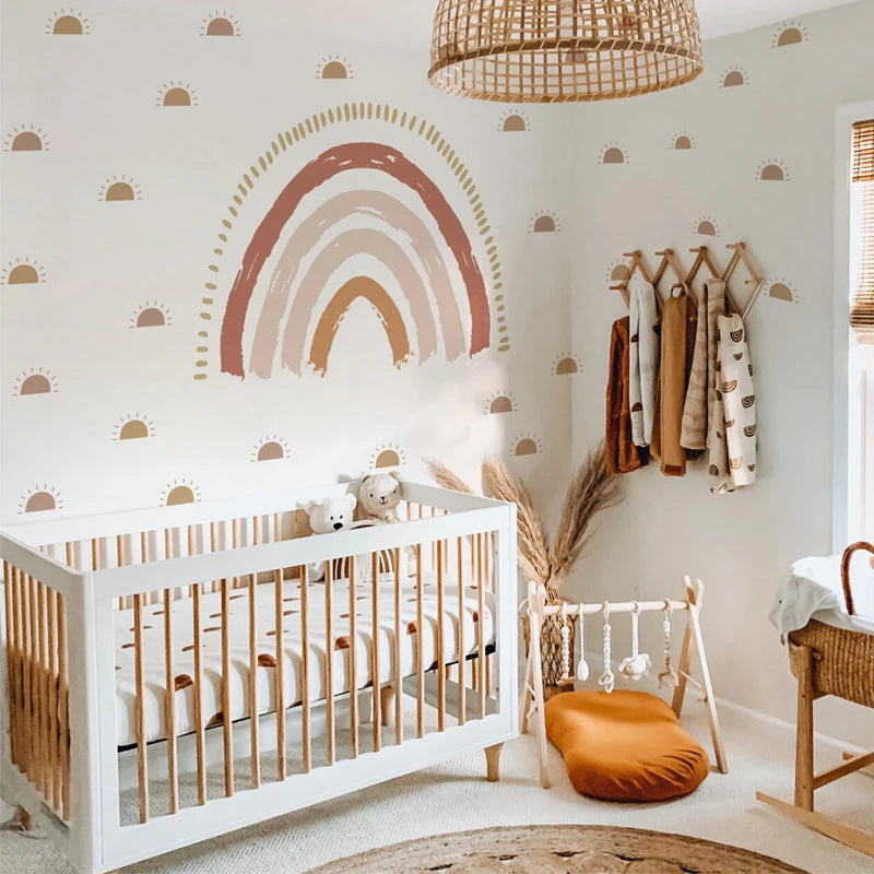 Nursery Boho Rainbow Wall Decals – Waterproof Kids' Room Décor