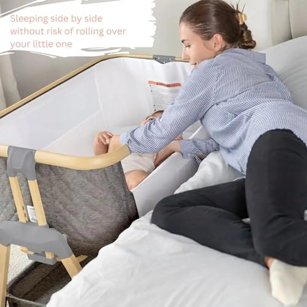 3-in-1 Adjustable Baby Bedside Sleeper with Foam Mattress