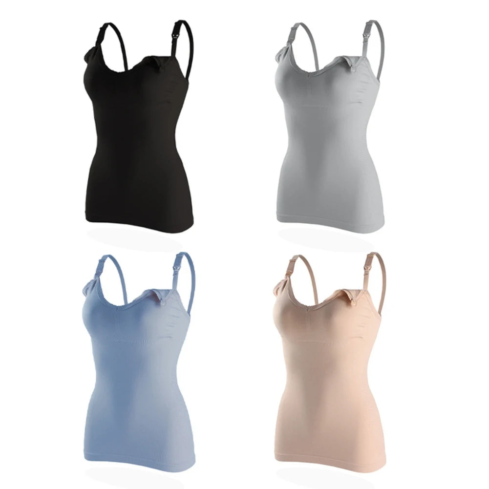 Summer Sleeveless Nursing Tank Top | Solid Color Maternity Breastfeeding Vest