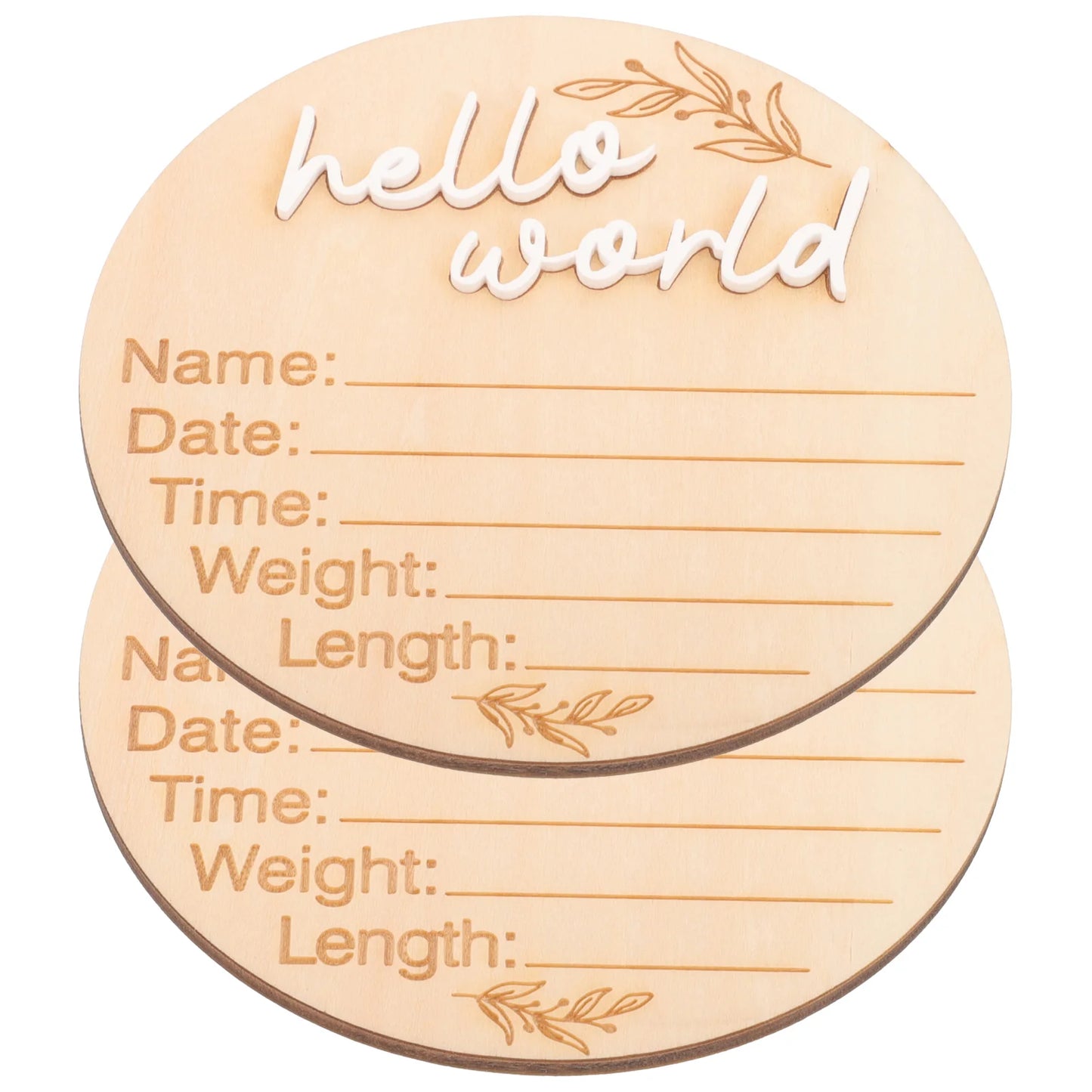 Hello World Newborn Birth Announcement Plaque – 2 Pieces