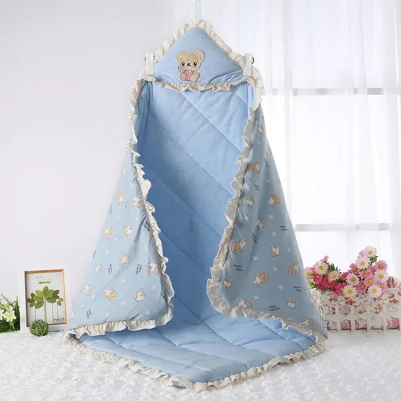 Winter Cotton Baby Swaddle Blanket with Embroidery